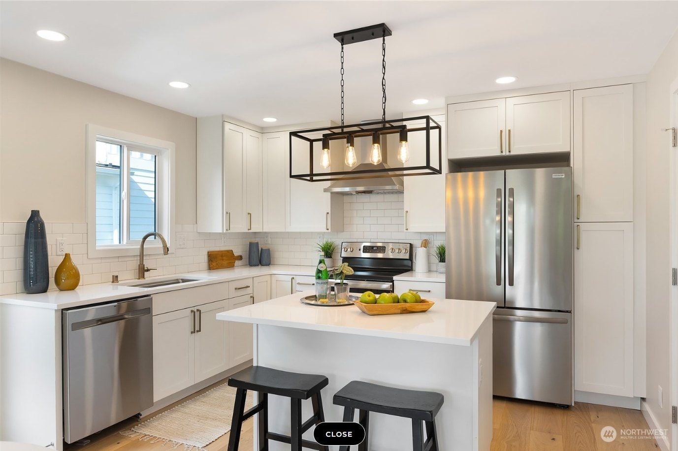 Finished kitchen island in a completed DIGS Construction backyard ADU near Seattle