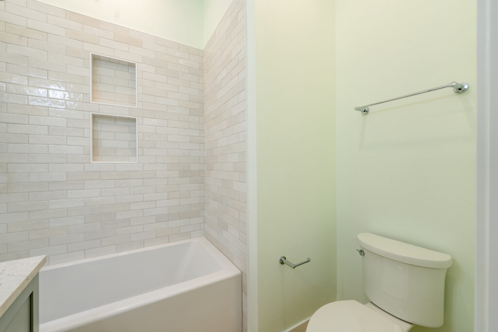 bathroom toilet towl rack tile shower ADU Seattle WA