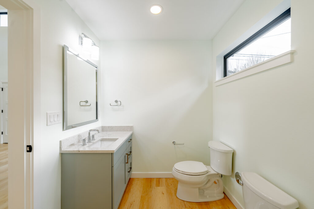Bathroom of built DADU in Seattle WA by contractor