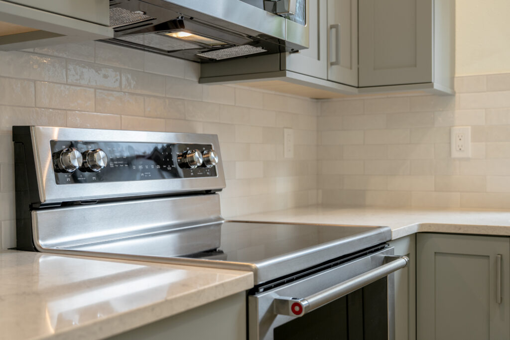 range glass cooktop oven cabinets Seattle WA